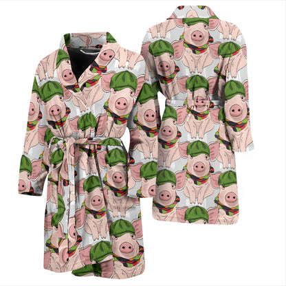 Pig Print Design LKS403 Men Bathrobe