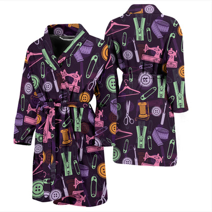 Sewing Equipment Print Design LKS306 Men Bathrobe