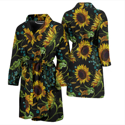 Sunflower Print Design LKS308 Men Bathrobe