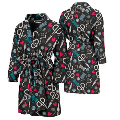 Sewing Equipment Print Design LKS305 Men Bathrobe