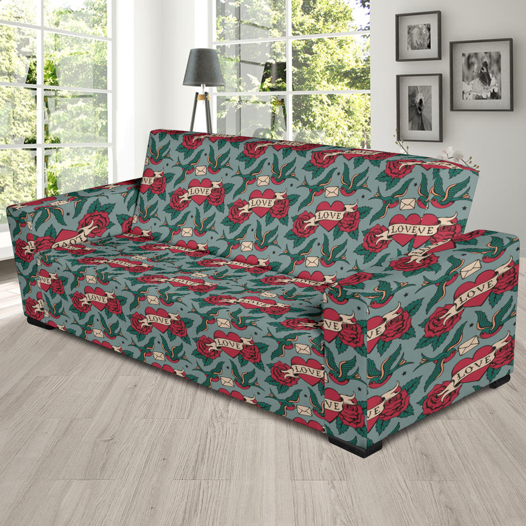 Tattoo Heart Print Design LKS301 Sofa Slipcover