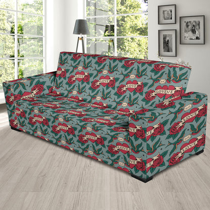 Tattoo Heart Print Design LKS301 Sofa Slipcover