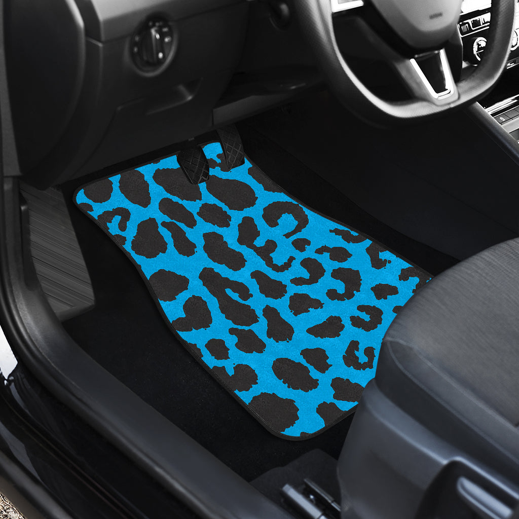Cheetah Blue Print Pattern Car Floor Mats Front Back