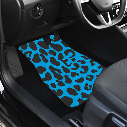 Cheetah Blue Print Pattern Car Floor Mats Front Back