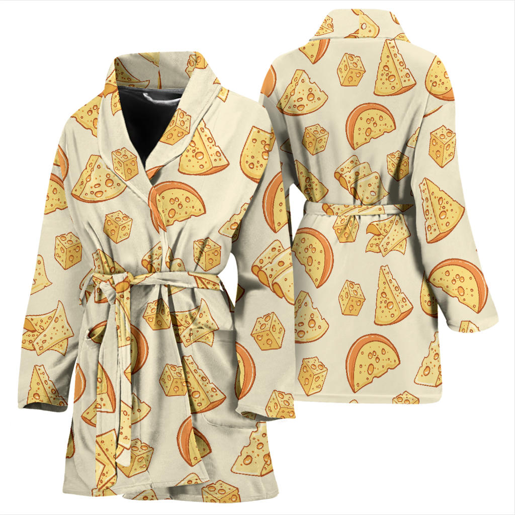 Cheese Pattern Print Design 01 Women Bathrobe