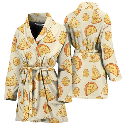 Cheese Pattern Print Design 01 Women Bathrobe