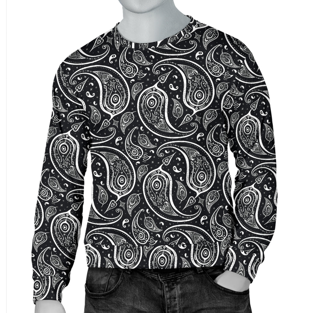 Paisley Black Design Print Men Long Sleeve Sweatshirt