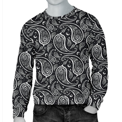 Paisley Black Design Print Men Long Sleeve Sweatshirt