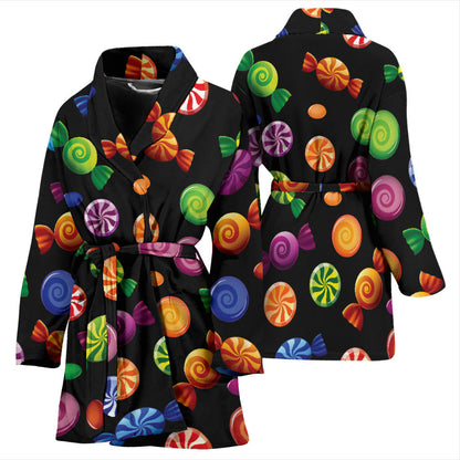 Candy Pattern Print Design 01 Women Bathrobe