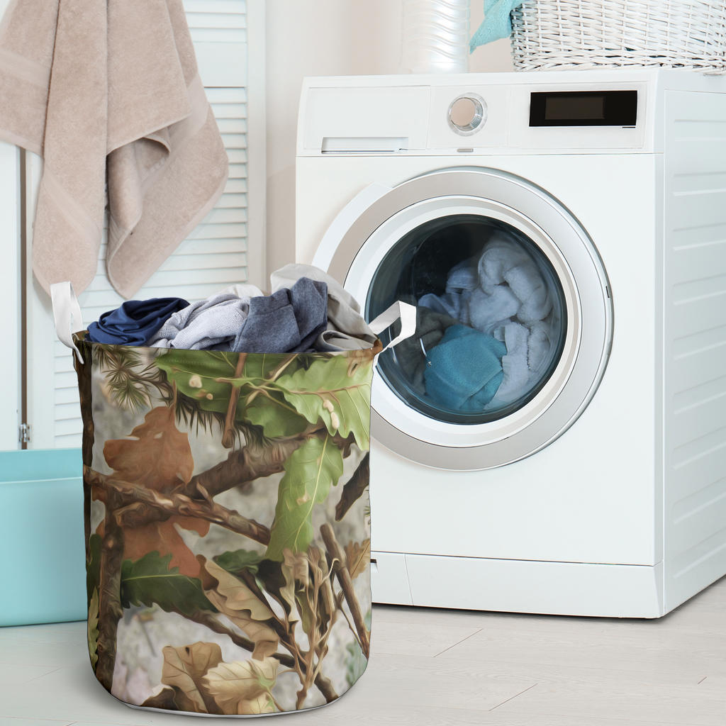 Camo Realistic Tree Forest Print Laundry Basket