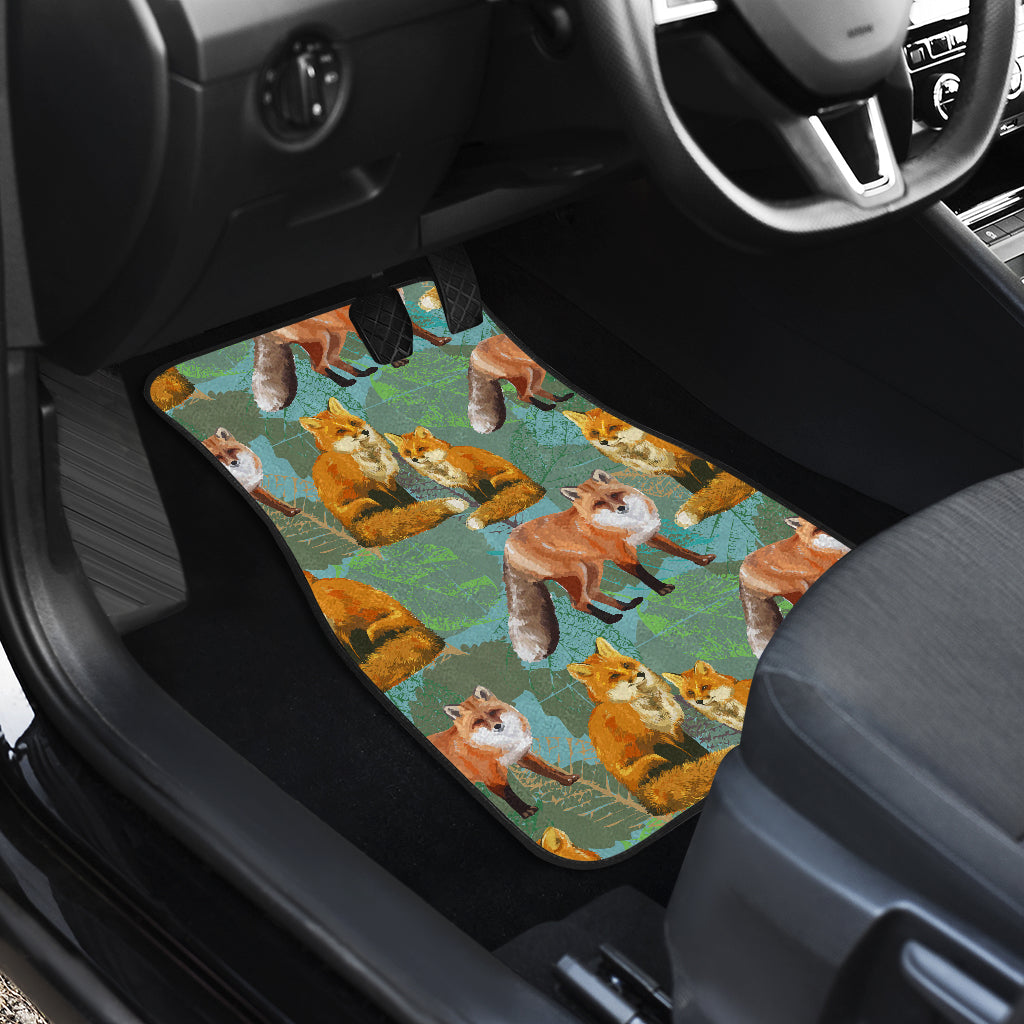 Fox Autumn leaves Themed Car Floor Mats Front Back