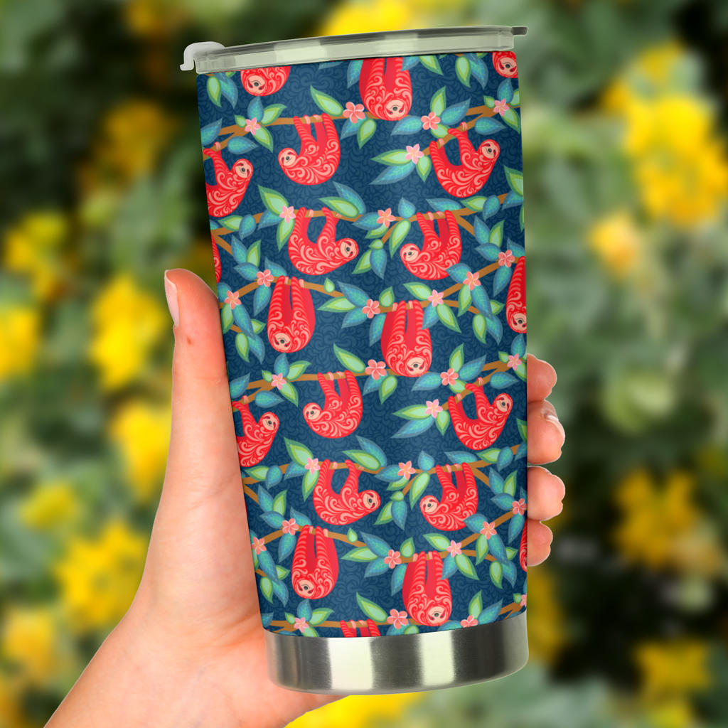 Sloth Red Design Themed Print Tumbler
