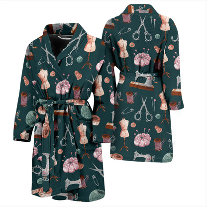 Sewing Equipment Print Design LKS307 Men Bathrobe