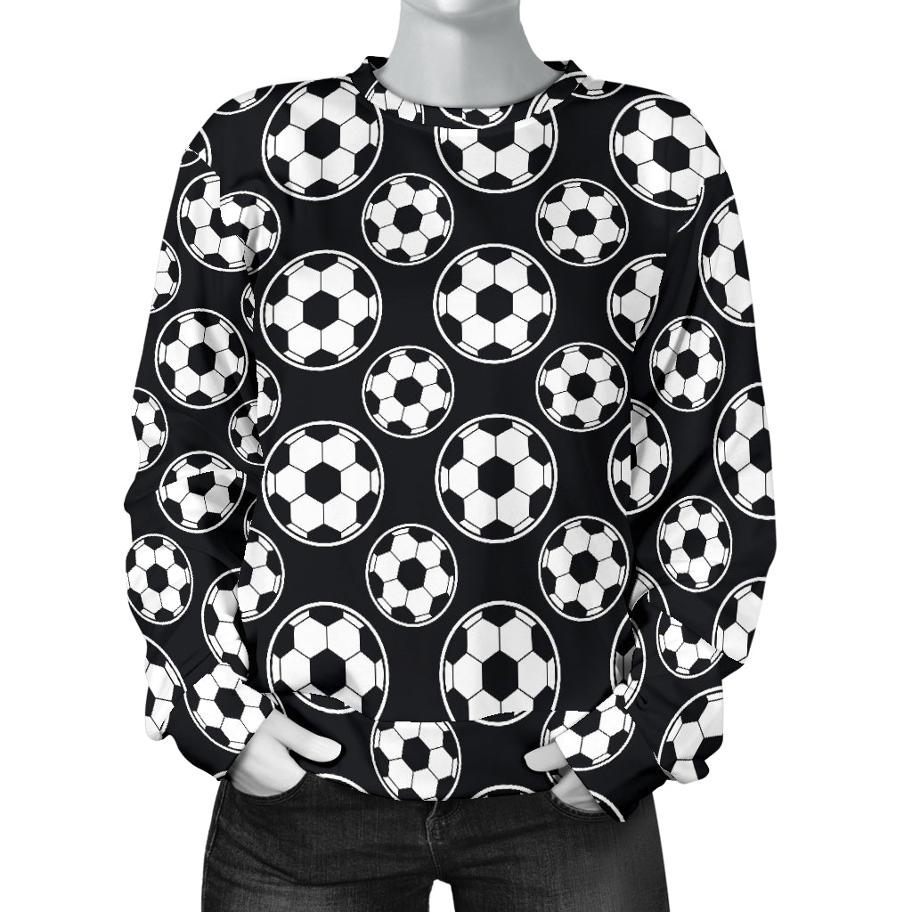 Soccer Ball Black Print Pattern Women Long Sleeve Sweatshirt