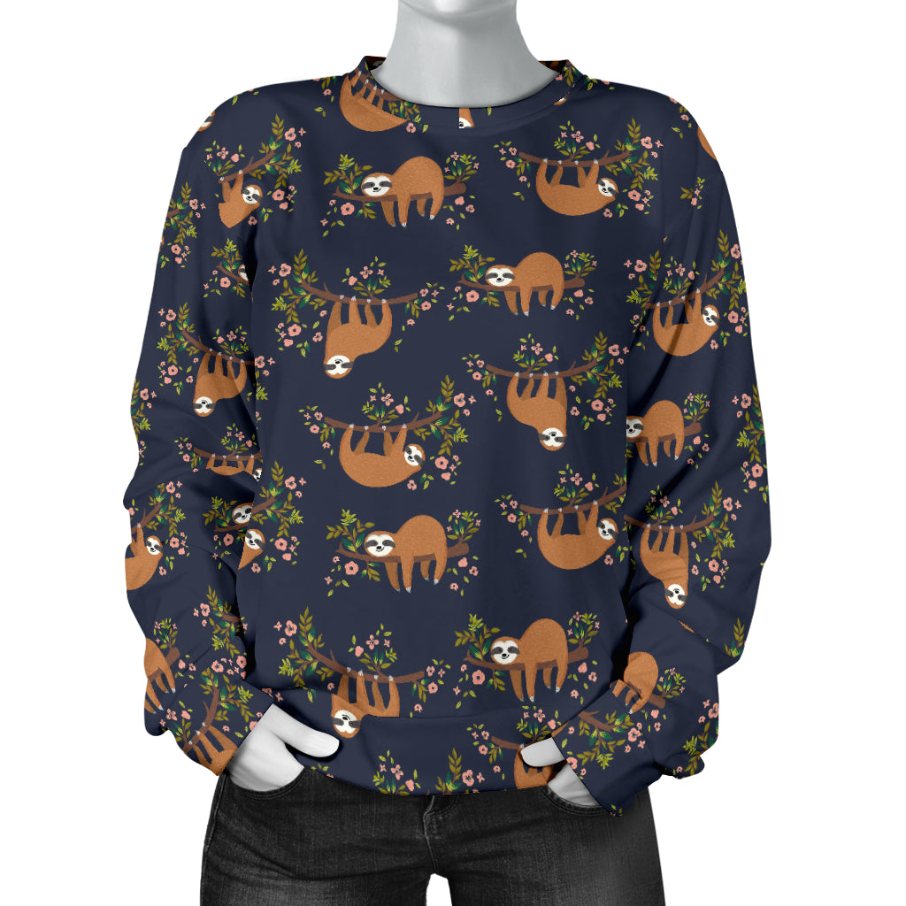 Sloth flower Design Themed Print Women Long Sleeve Sweatshirt
