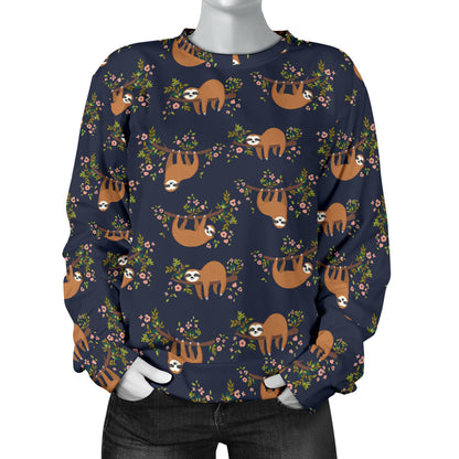 Sloth flower Design Themed Print Women Long Sleeve Sweatshirt
