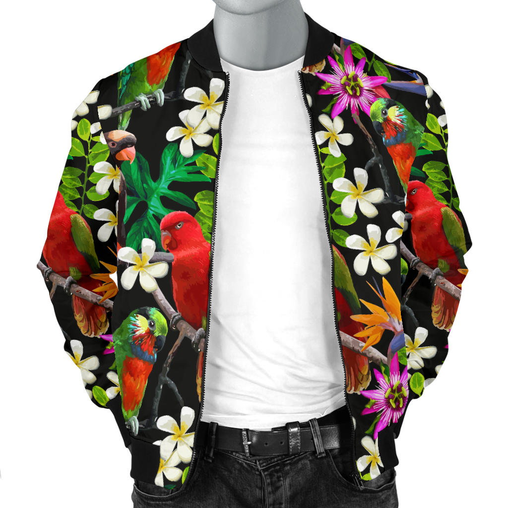 Parrot Design Print Men Bomber Jacket