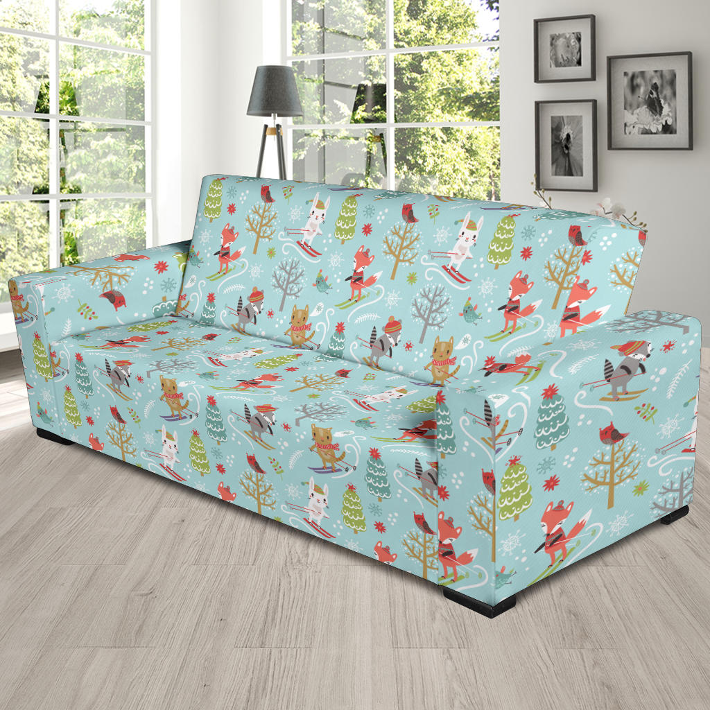 Ski Fox Cute Print Design LKS303 Sofa Slipcover