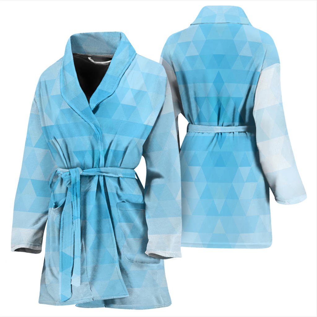 Geometric Blue Pattern Print Design 01 Women Bathrobe