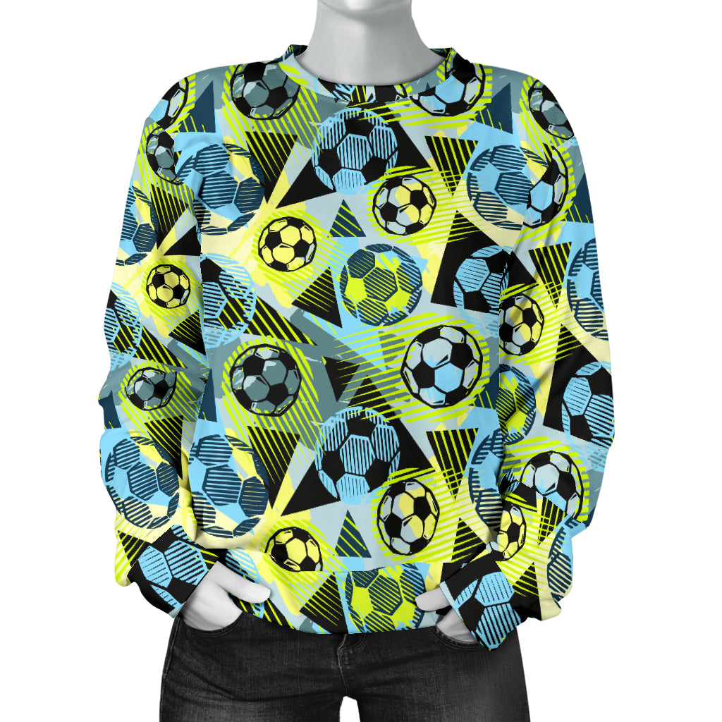 Soccer Ball Themed Print Design Women Long Sleeve Sweatshirt