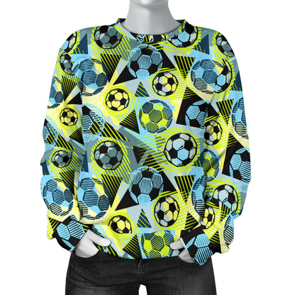 Soccer Ball Themed Print Design Women Long Sleeve Sweatshirt