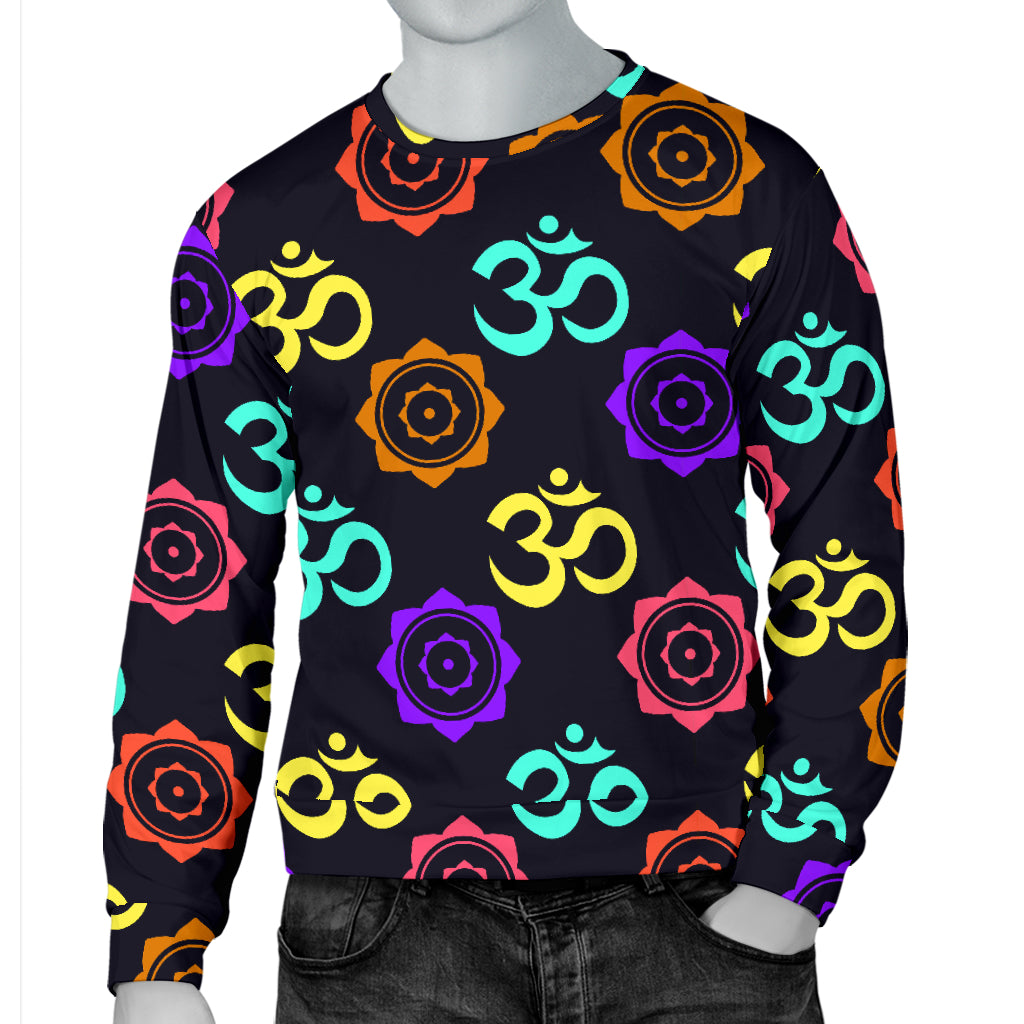 Chakra OM Print Pattern Men Long Sleeve Sweatshirt