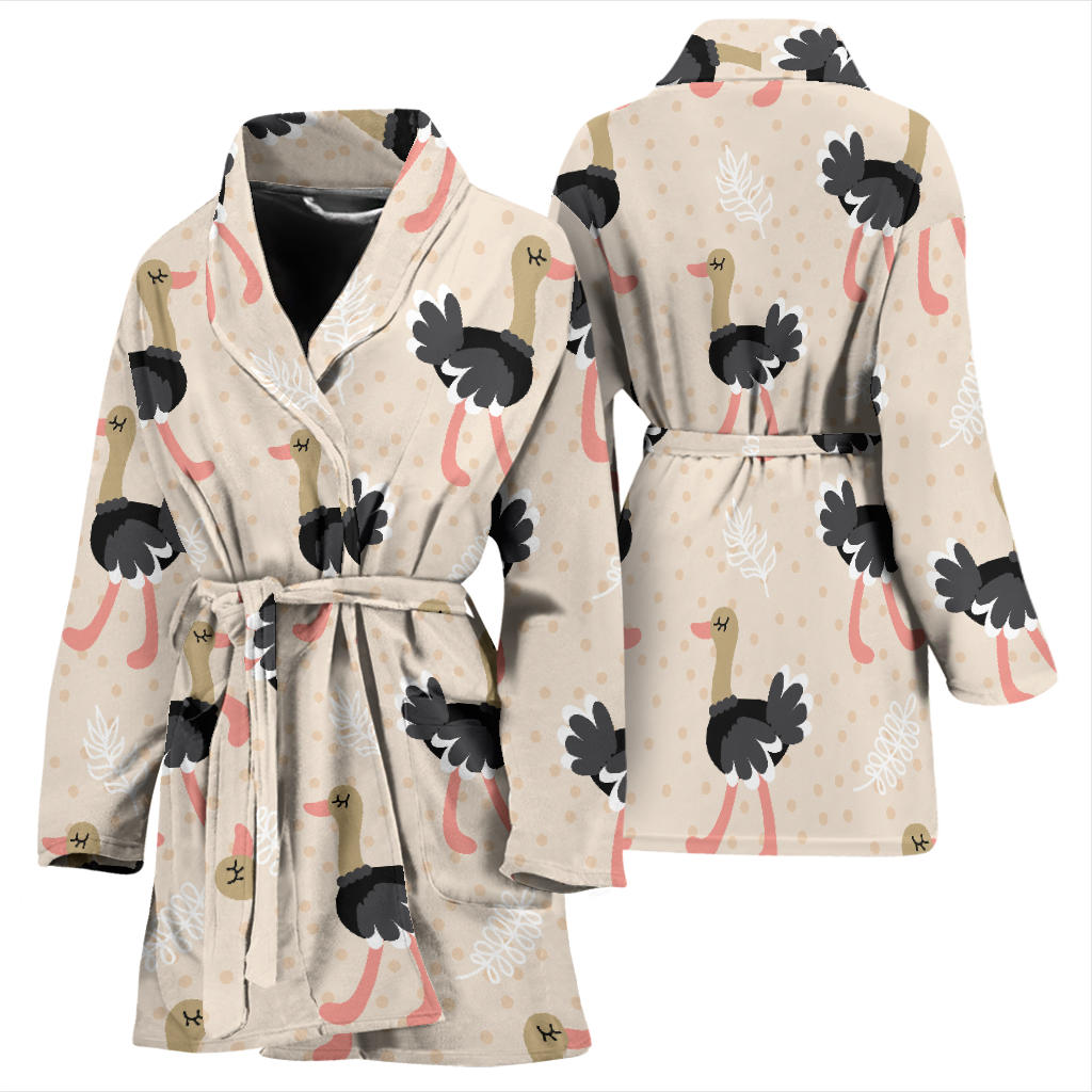 Ostrich Pattern Print Design 02 Women Bathrobe