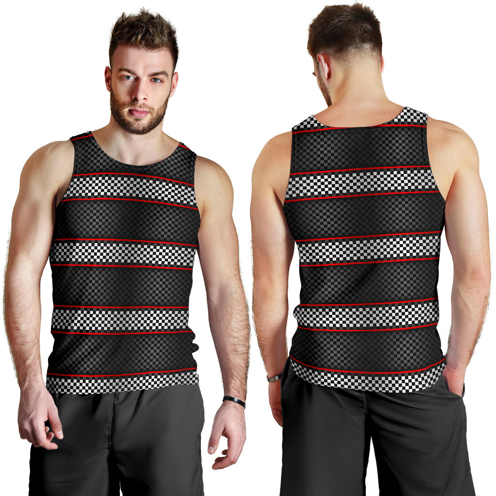 Checkered Flag Red Line Style Men Tank Top