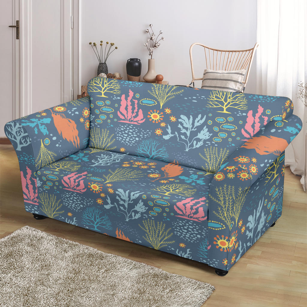 Seaweed Print Design LKS304 Loveseat Couch Slipcover