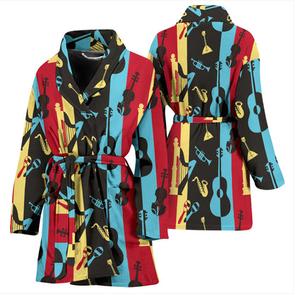 Jazz Pattern Print Design 02 Women Bathrobe