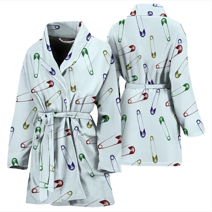Safety Pin Print Design LKS303 Women Bathrobe