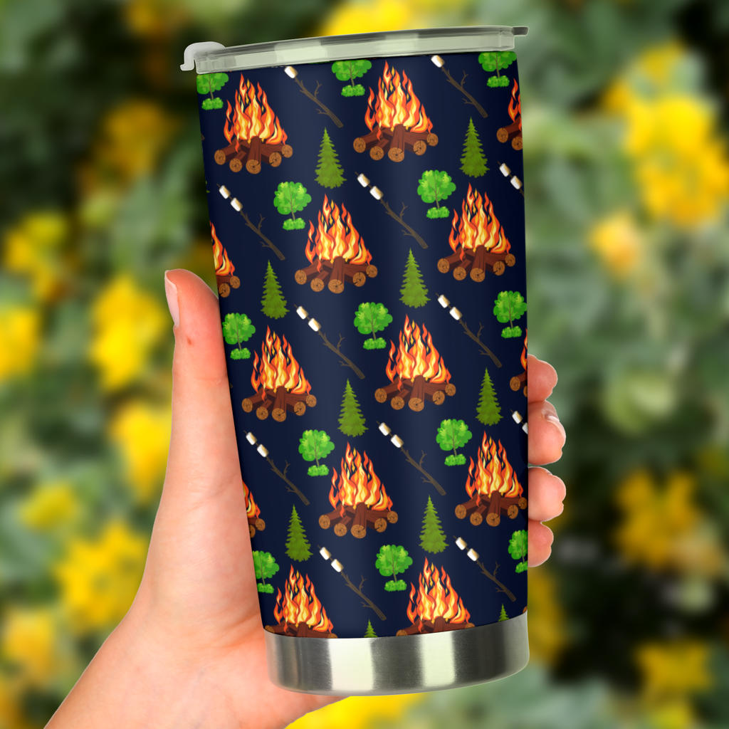 Camfire marshmallow Camping Design Print Tumbler