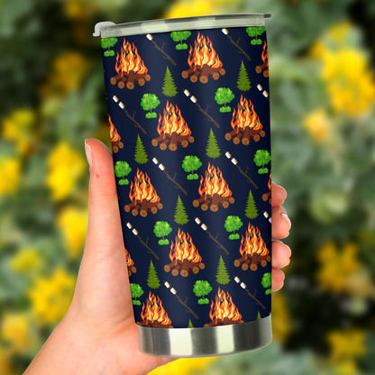 Camfire marshmallow Camping Design Print Tumbler