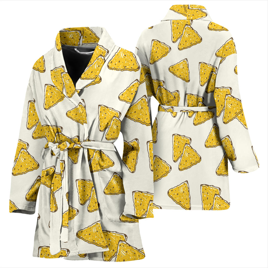 Nachos Pattern Print Design A01 Women Bathrobe