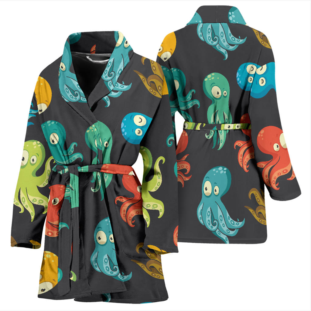 Octopus Pattern Print Design A01 Women Bathrobe