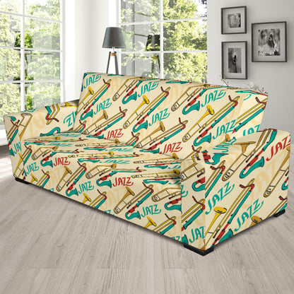 Trombone Pattern Print Design 03 Sofa Slipcover