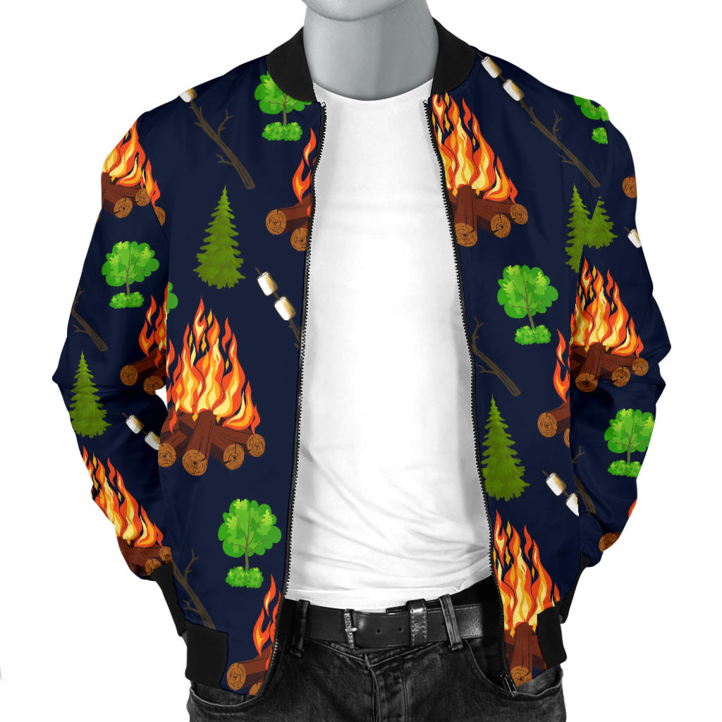 Camfire marshmallow Camping Design Print Men Bomber Jacket