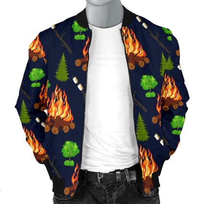 Camfire marshmallow Camping Design Print Men Bomber Jacket