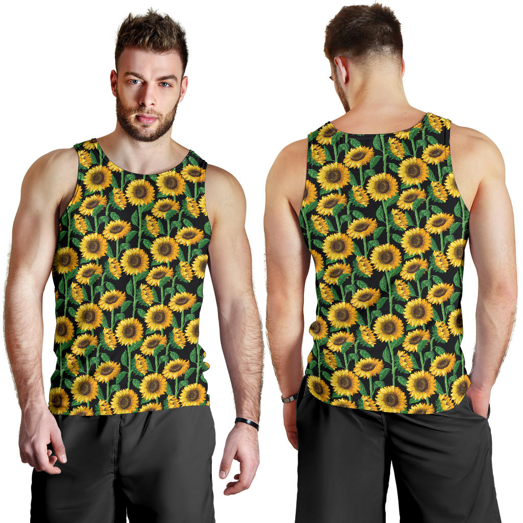 Sunflower Realistic Print Pattern Men Tank Top