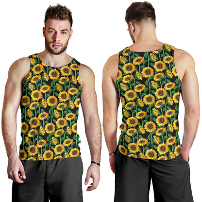 Sunflower Realistic Print Pattern Men Tank Top