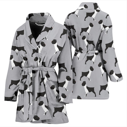 Boxers Pattern Print Design 01 Women Bathrobe