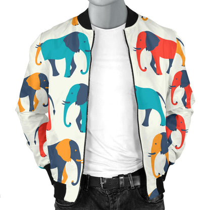 Elephant Colorful Print Pattern Men Bomber Jacket