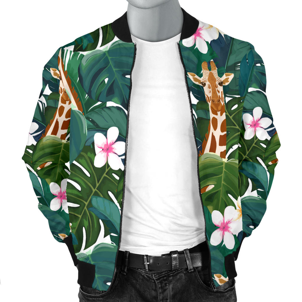Giraffe Jungle Design Print Men Bomber Jacket