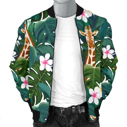 Giraffe Jungle Design Print Men Bomber Jacket