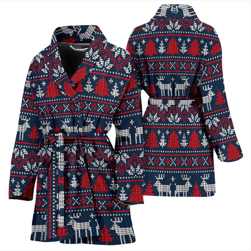 Reindeer Print Design LKS405 Women Bathrobe