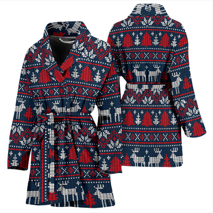 Reindeer Print Design LKS405 Women Bathrobe