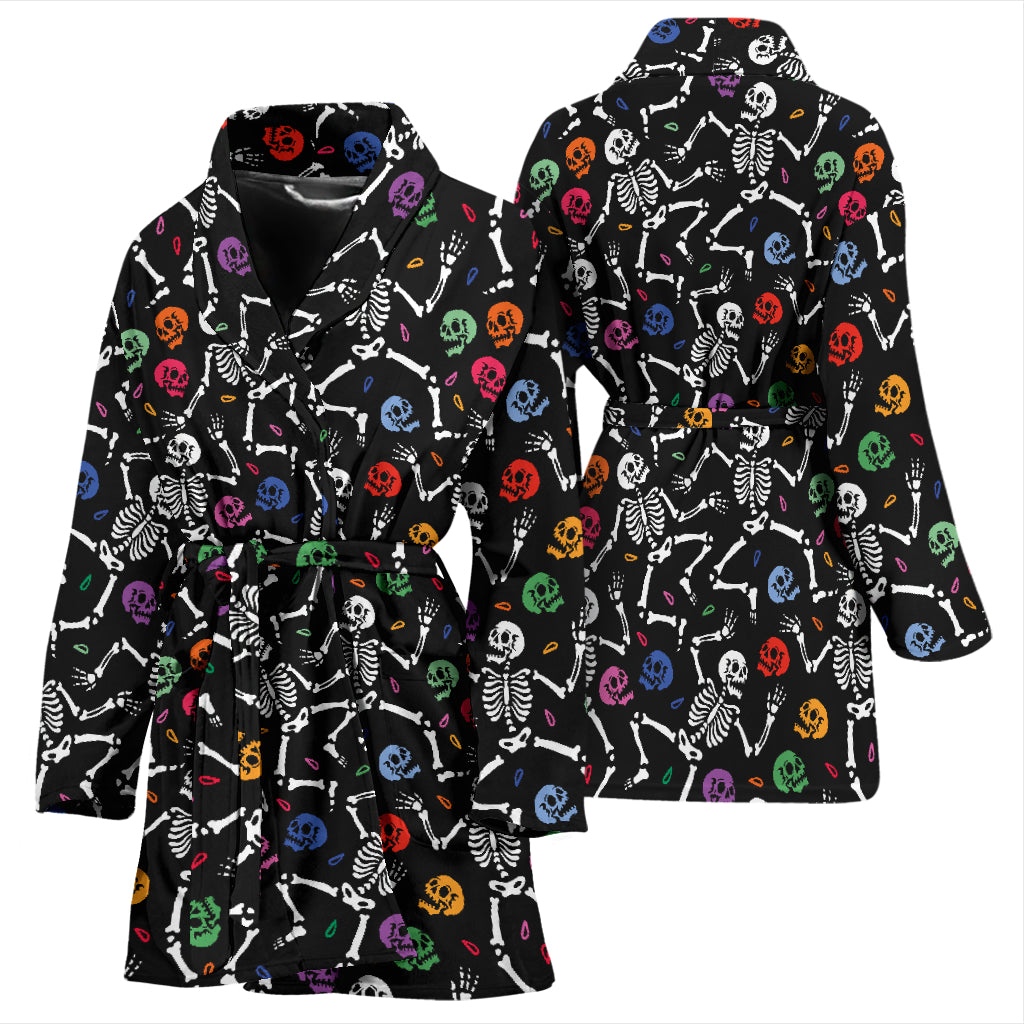 Skeleton Print Design LKS307 Women Bathrobe