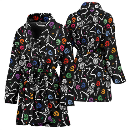 Skeleton Print Design LKS307 Women Bathrobe