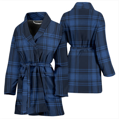 Tartan Blue Print Design LKS304 Women Bathrobe