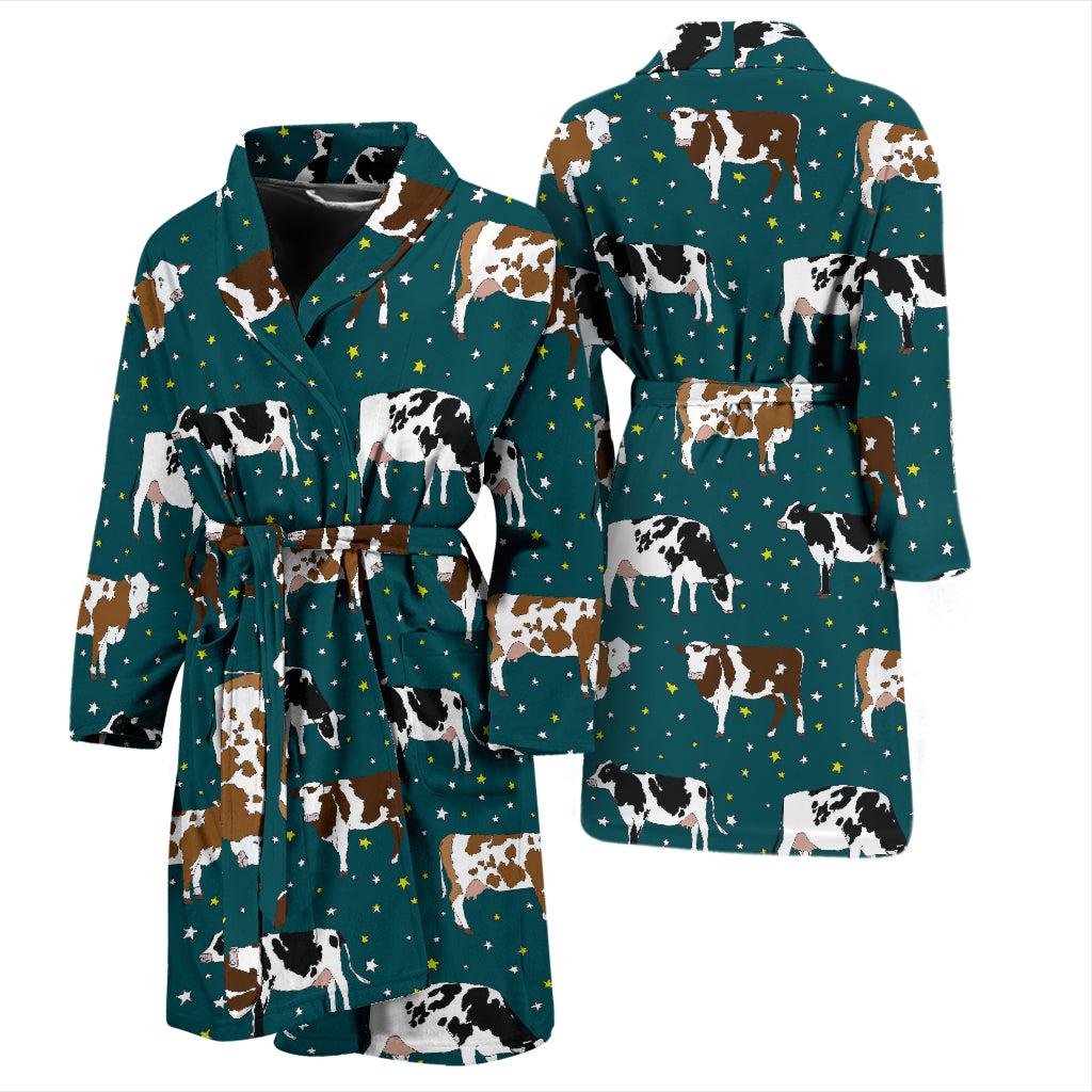 Cattle Print Design LKS404 Men Bathrobe